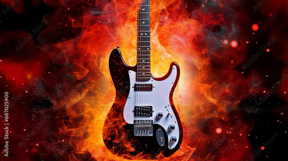 Fototapeta premium Fiery Rock n' Roll Guitar