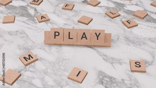 Play word written on scrabble photo