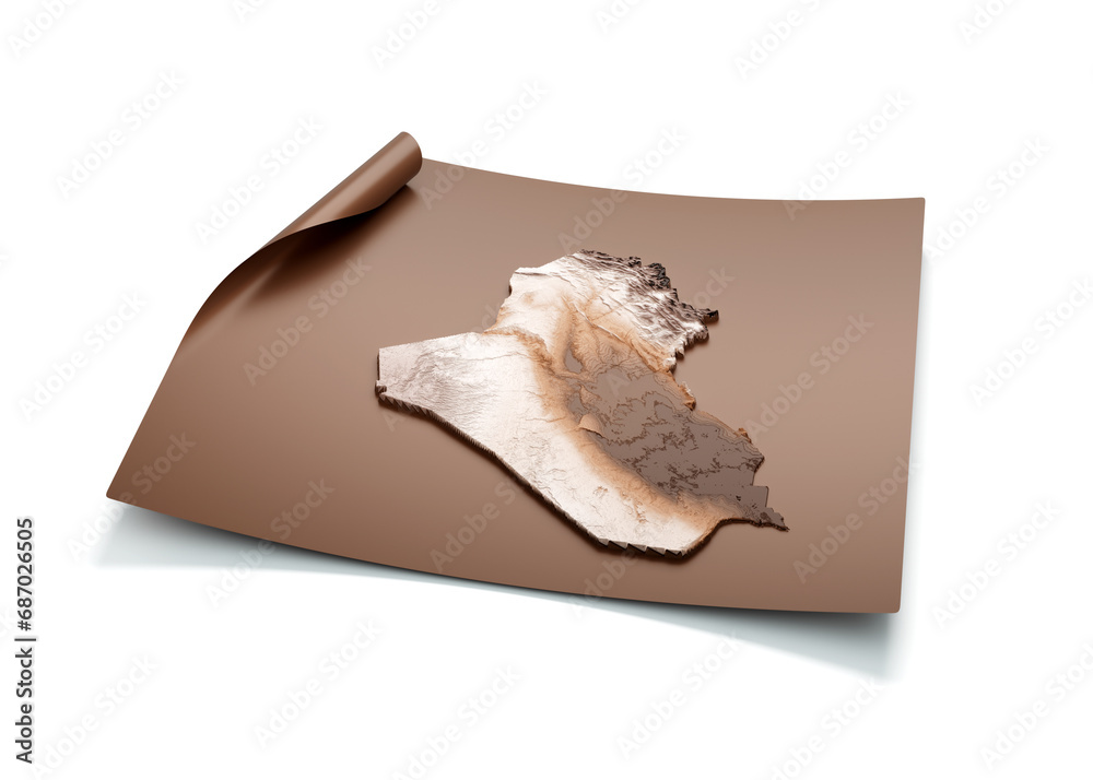 Map Of Iraq Old Style Brown On Unrolled Map Paper Sheet On White Background 3d Illustration Map Of Iraq Old Style Brown On Unrolled Map Paper Sheet On White Background 3d Illustration