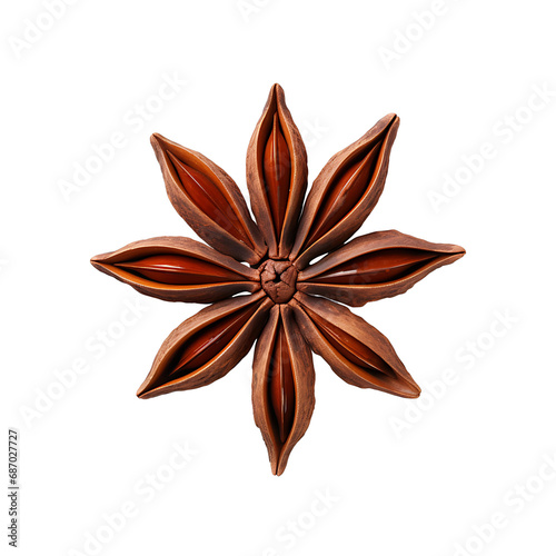 Star anise seed isolated on white background, transparent cutout