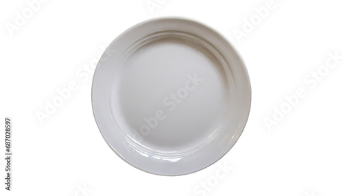 An empty white dish on transparent background png