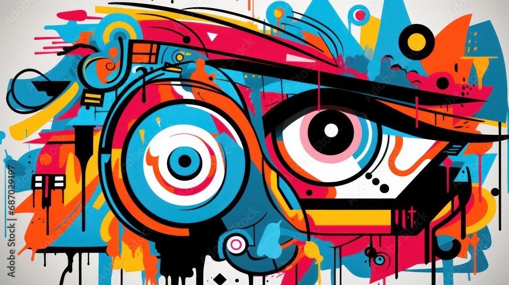 Street art festival. Geometric poster. Colorful abstract shapes