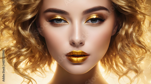 Attractive beautiful woman face. Cosmetics concept with a gorgeous woman face. Generative Ai