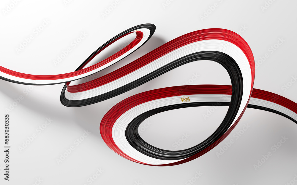 3d Flag Of Egypt 3d Waving Ribbon Flag Isolated On White Background, 3d illustration 3d Flag Of Egypt 3d Waving Ribbon Flag Isolated On White Background, 3d illustration