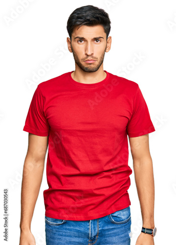 Wallpaper Mural Young handsome man wearing casual red tshirt depressed and worry for distress, crying angry and afraid. sad expression. Torontodigital.ca