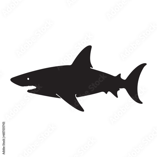 A black Silhouette shark animal 