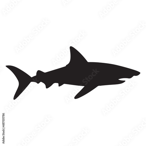 A black Silhouette shark animal 