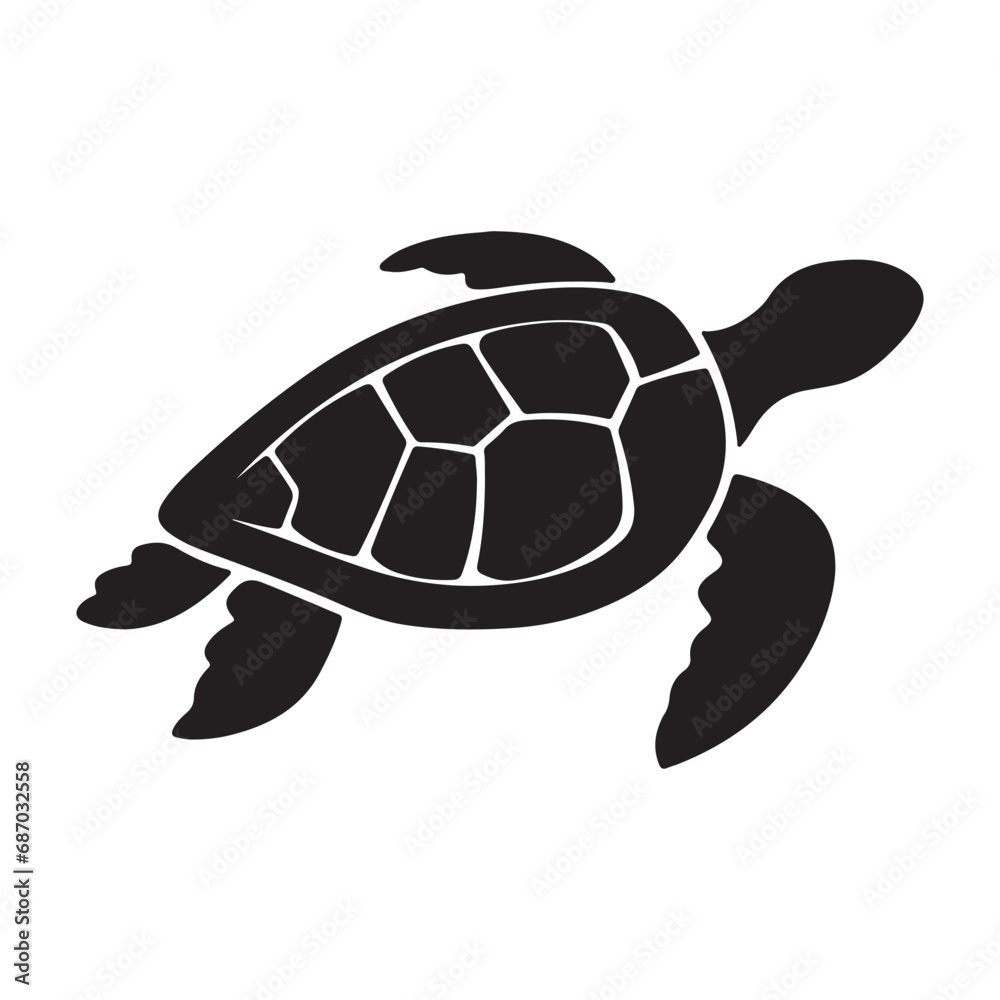 Fototapeta premium A black Silhouette turtle animal vactor