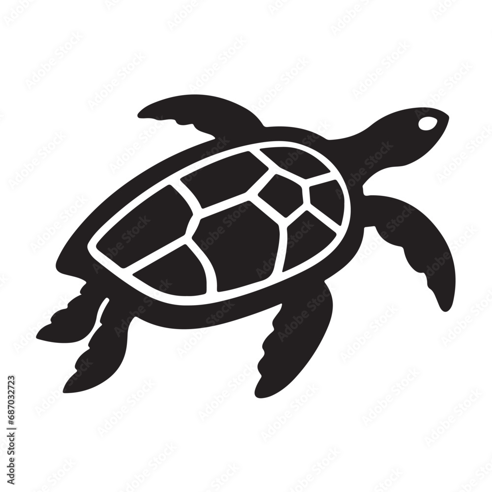 Fototapeta premium A black Silhouette turtle animal vactor 