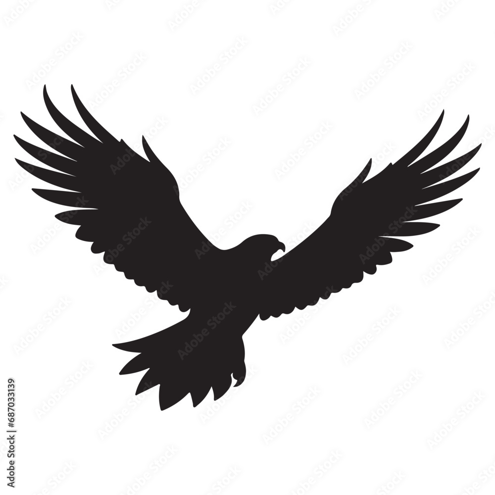 Fototapeta premium A black Silhouette falcon animal