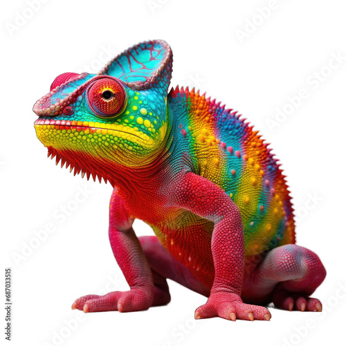 Chameleon changing colors to a spectrum