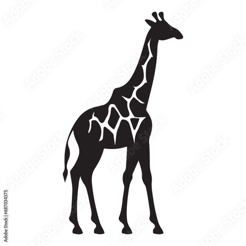 A black Silhouette giraffe animal  