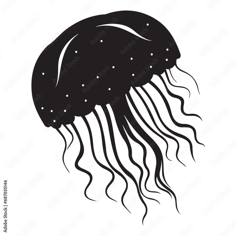 A black Silhouette jellyfish animal
A black Silhouette jellyfish animal
