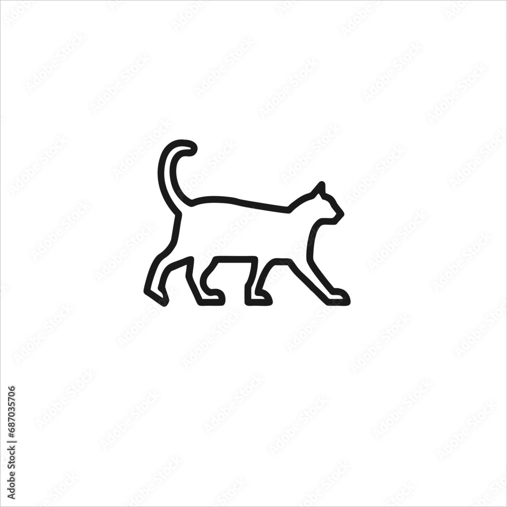 vector image of a cat, black and white background
