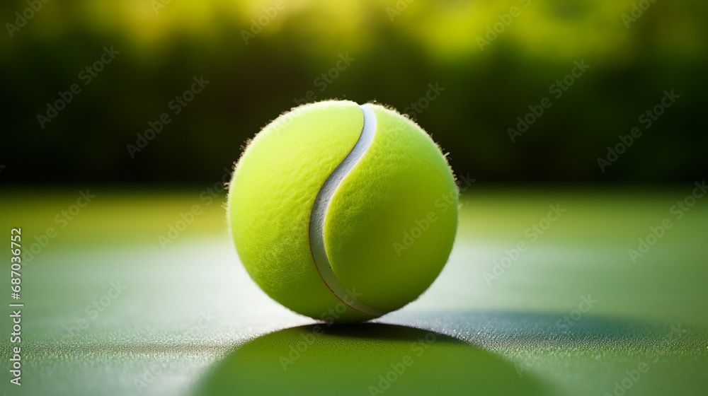 A green background with a tennis ball