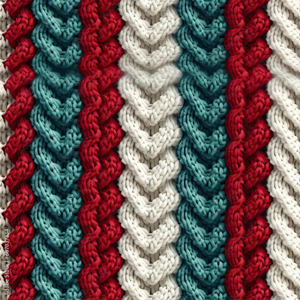 Seamless red and green knitted wool texture background pattern Seamless red and green knitted wool texture background pattern