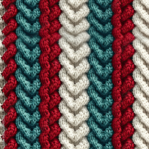 Seamless red and green knitted wool texture background pattern © eobrazy_pl