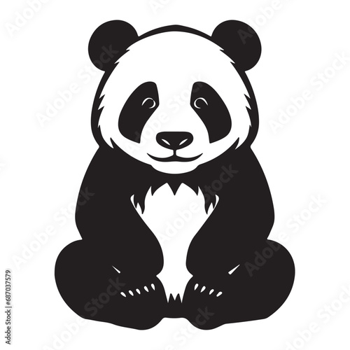 A black Silhouette panda animal vactor
