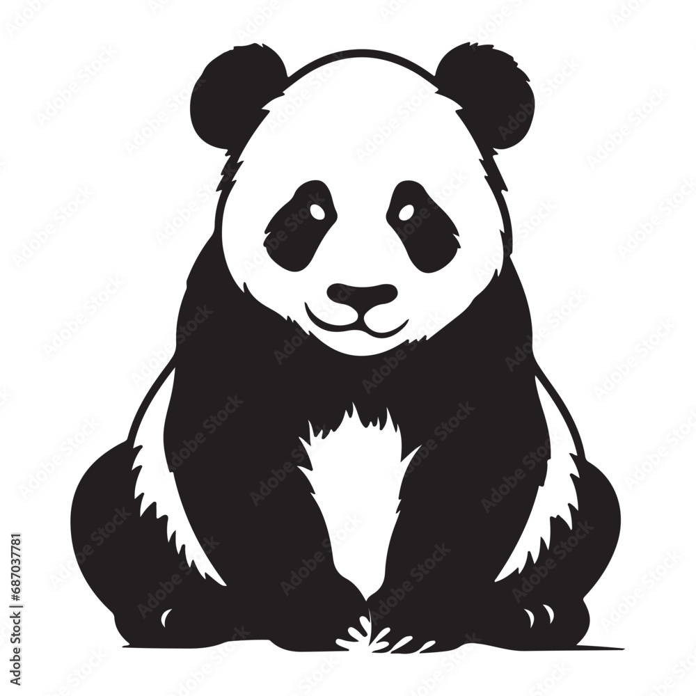 Fototapeta premium A black Silhouette panda animal vactor 