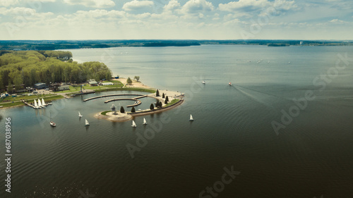 View from the height of the Yacht club on the Minsk Sea or the Zaslavsky reservoir near Minsk. Belarus photo