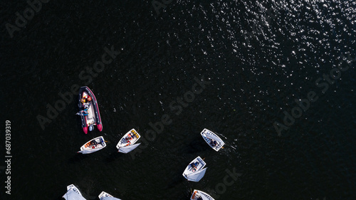 Yachts and sailboats on the Minsk Sea or the Zaslavsky reservoir near Minsk. Belarus photo