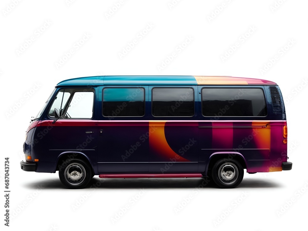a colorful minibus, perfect for a travel or tour 