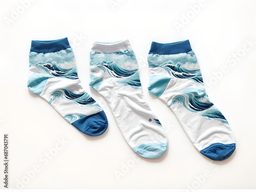 socks with Ocean Wave print