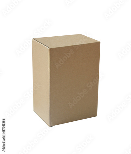 brown cardboard box isolated on a white background © binimin
