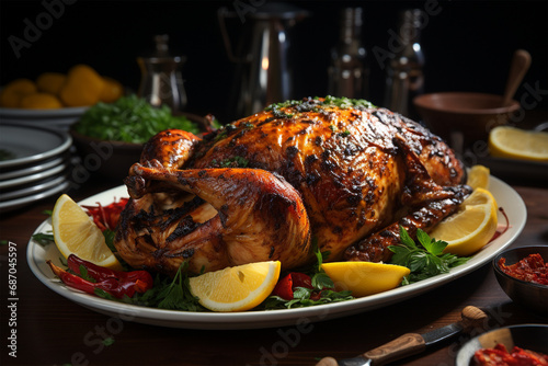 Piri Piri Chicken served on a luxurious plate photo