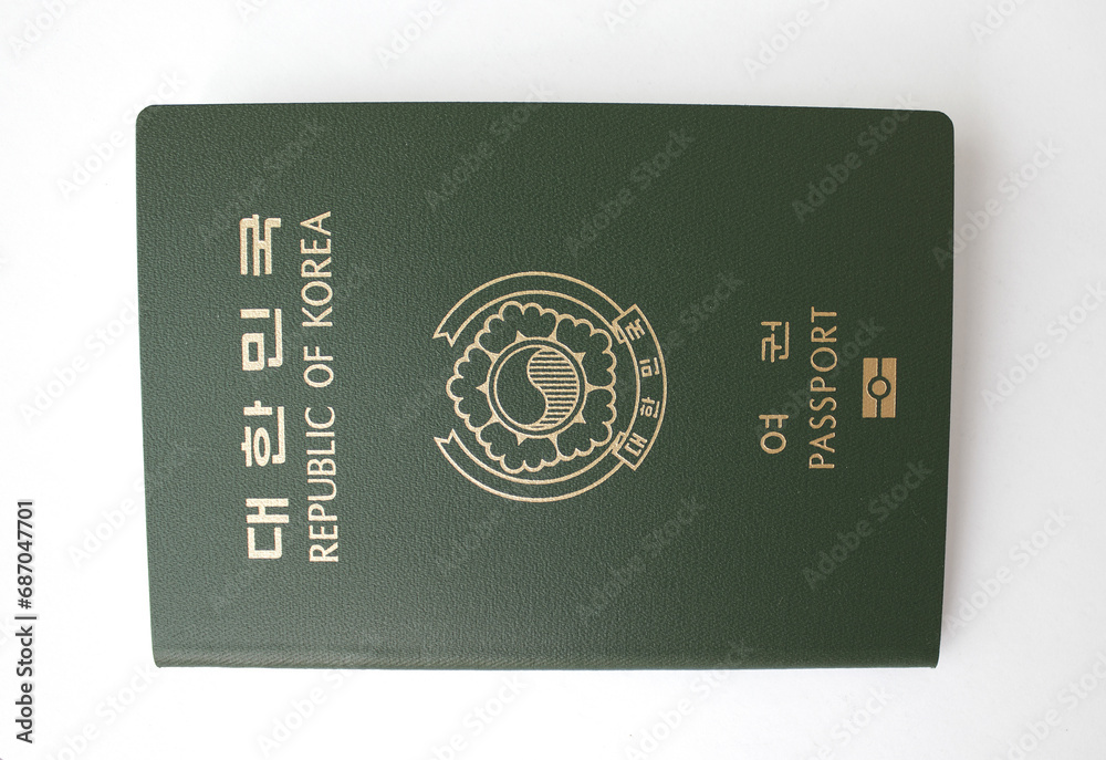 Republic of Korea passport isolated white background. Republic of Korea passport isolated white background.