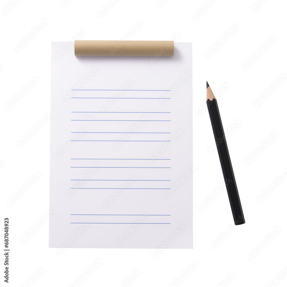 Notepad clipboard or paper with blank lines and a pencil Notepad clipboard or paper with blank lines and a pencil