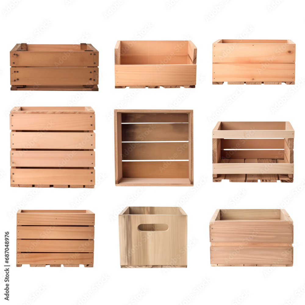 Set of wooden crates for gardening or flower planting
