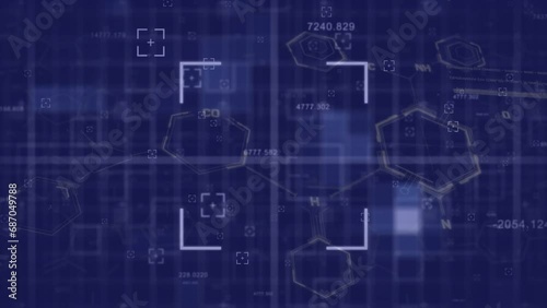 Wallpaper Mural Animation of viewfinder over molecule structures against abstract background Torontodigital.ca
