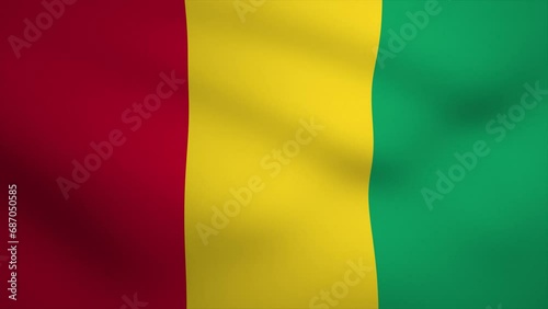 Guinea Waving Flag Background Animation. Looping seamless 3D animation. Motion Graphic