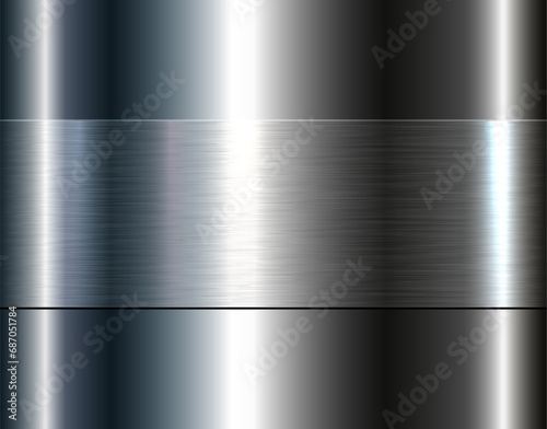 Silver chrome metal 3D background, lustrous and shiny metallic design with brushed metal texture pattern.