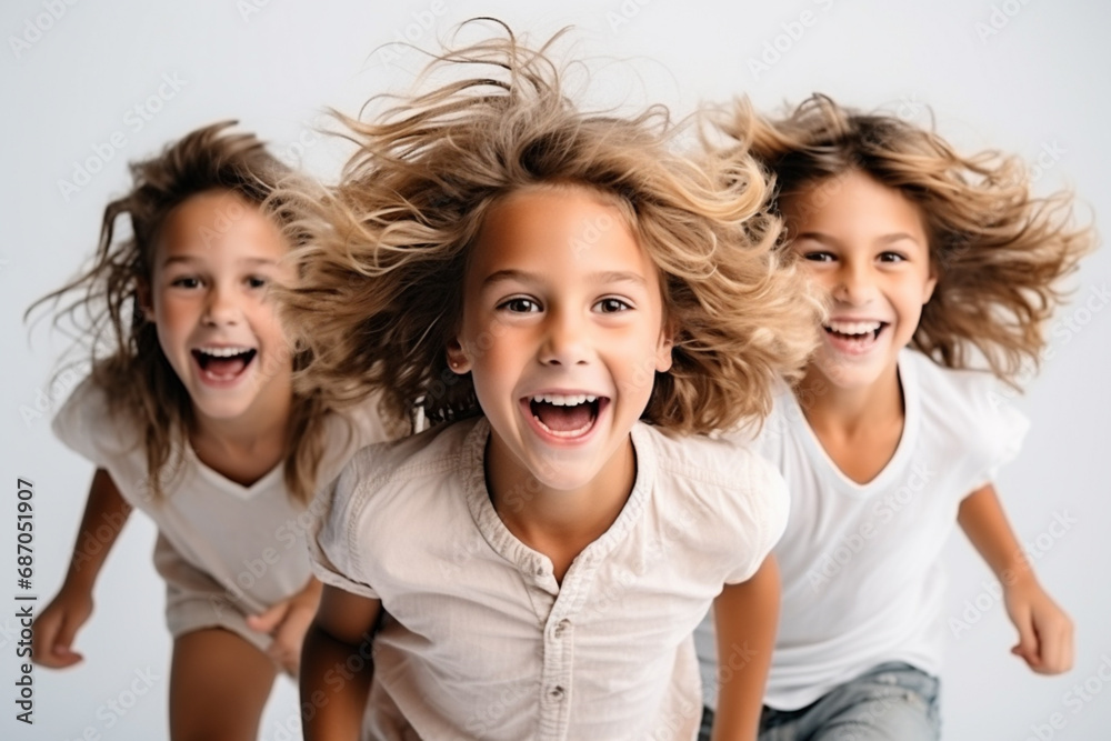 portrait of agroup of kids happily playing togather portrait of agroup of kids happily playing togather