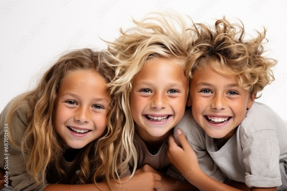 portrait of agroup of kids happily playing togather portrait of agroup of kids happily playing togather