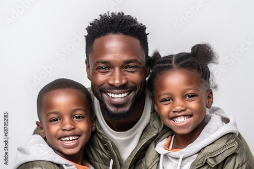 An African American father showing his love and joy to his kids photo