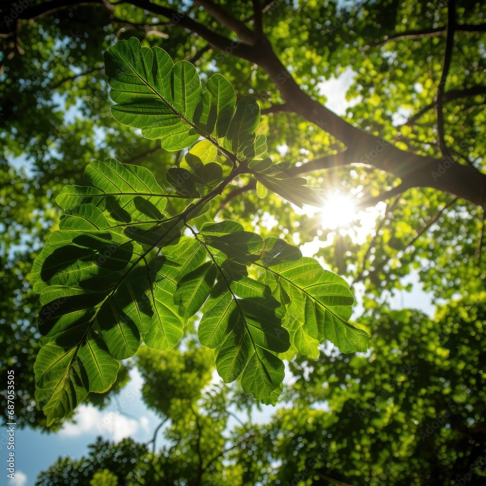 Obraz premium green leaves and sun