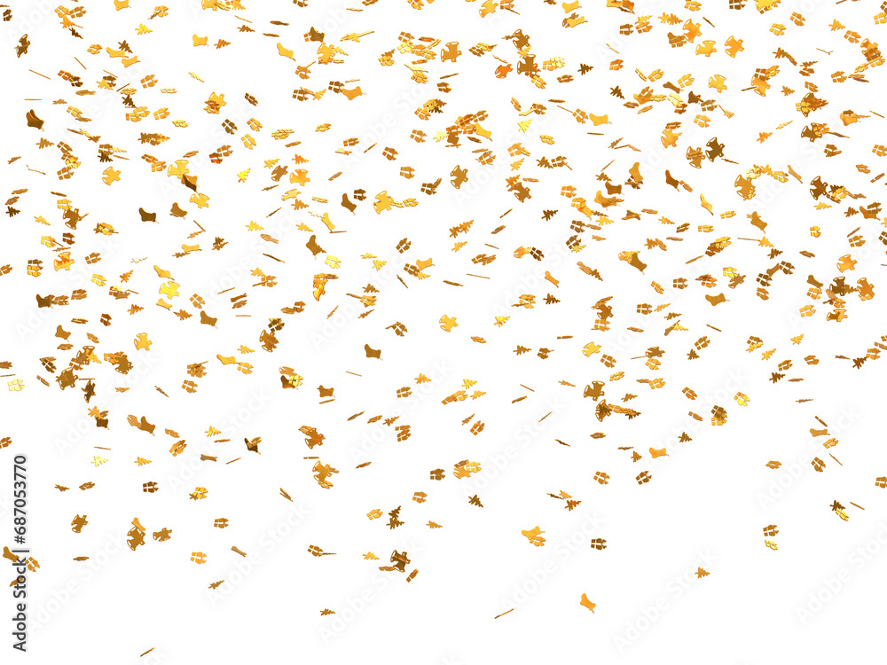 Realistic Golden Confetti and serpentine explosion For The Festival Party Ribbon Blast Carnival Elements Or Birthday Celebration
