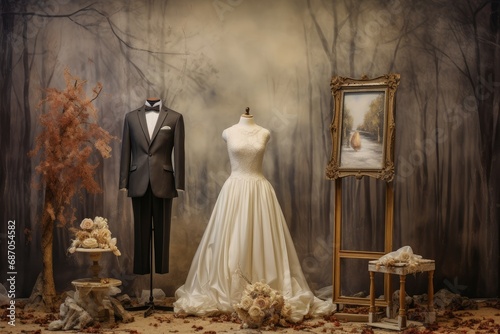 Fototapeta both for wedding exibition. Generative AI