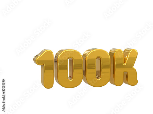 100k followers 3d number tag for follower sale promotion concept by 3d render