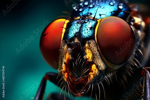 Photo of a fly's compound eye in extreme detail. Generative AI