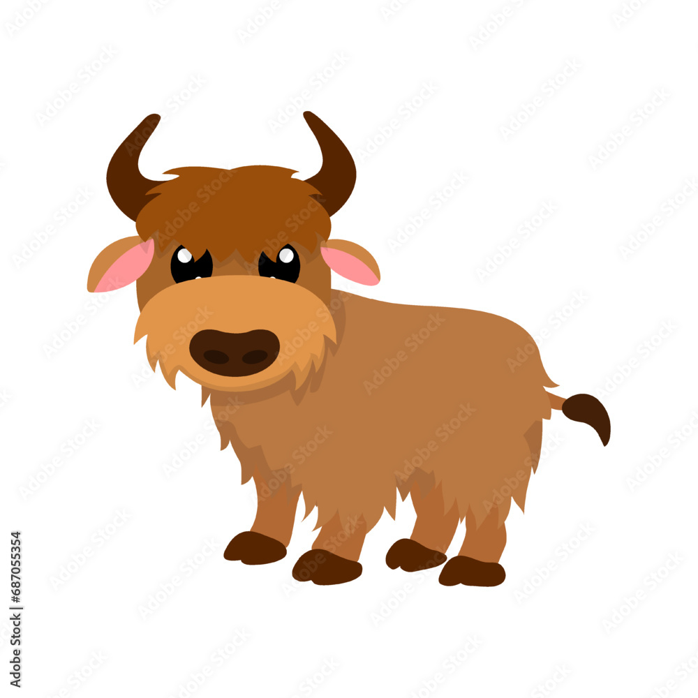 Cute baby yak cartoon vector Cute baby yak cartoon vector