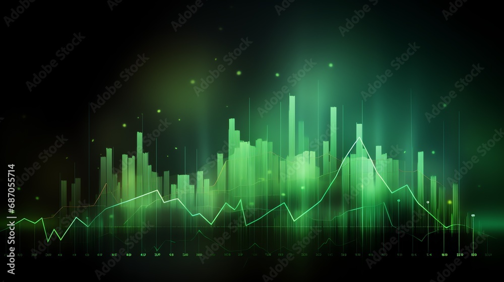 a green graph with lines and dots a green graph with lines and dots