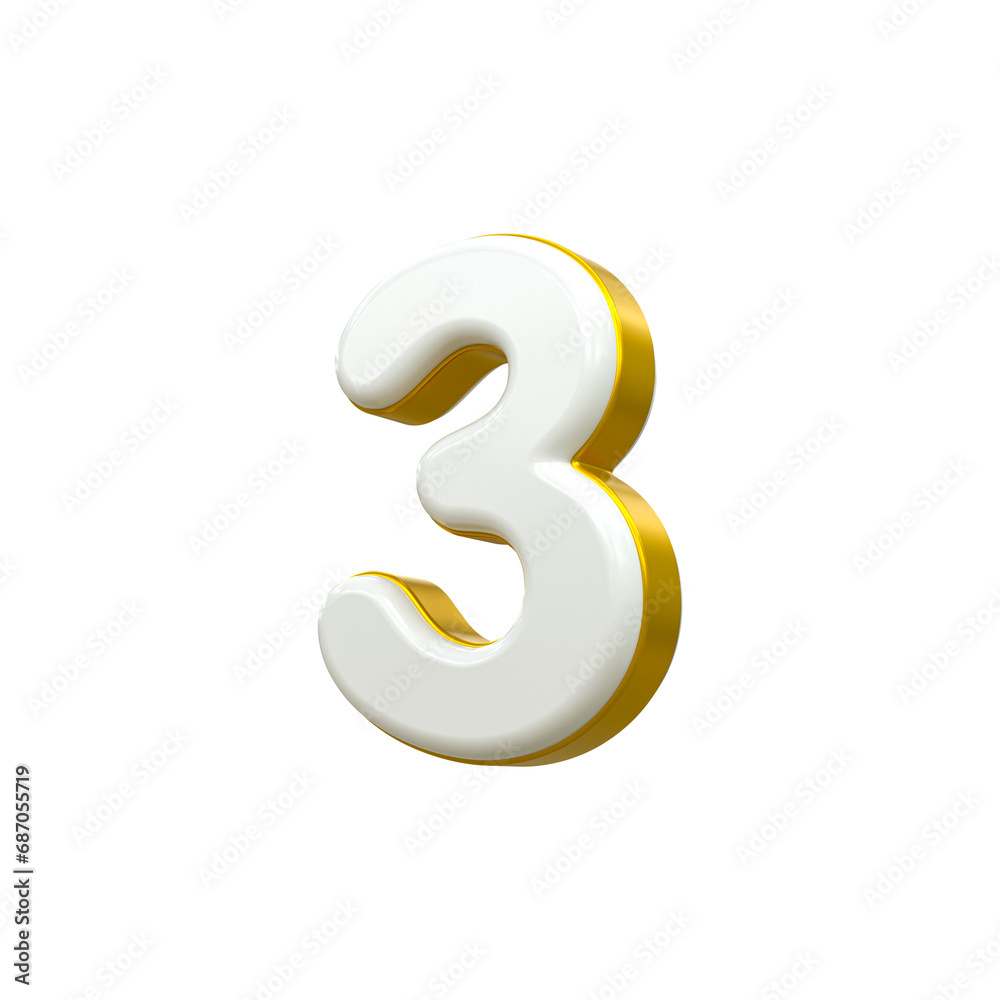 3d rendering of golden 3, three Number for your unique selling poster banner ads Party or birthday design