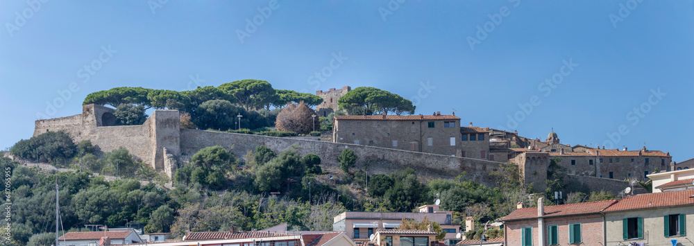 castle walls from south east, Castiglione della Pescaia, Italy