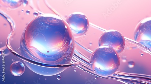 a group of bubbles on a pink background