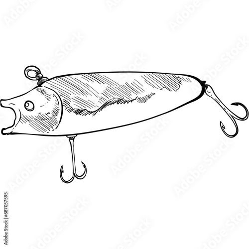 fishing hook handdrawn illustration
