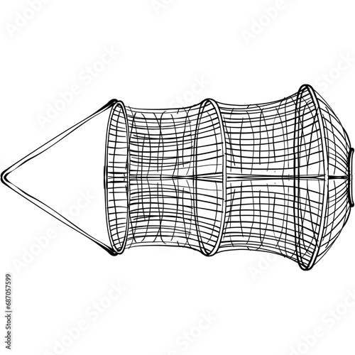fish trap nets handdrawn illustration